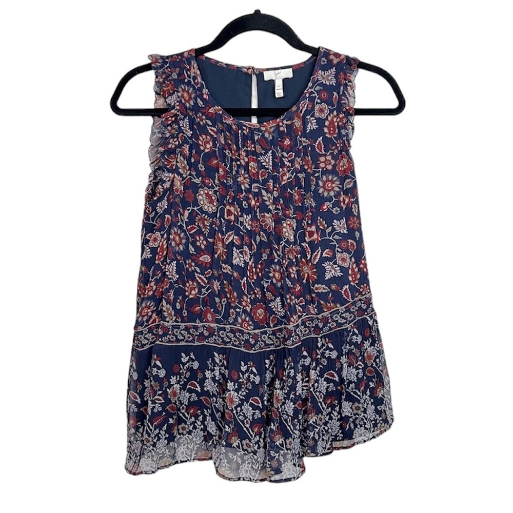 JOIE 100% Silk Navy Blue Floral Dress Tank size XS